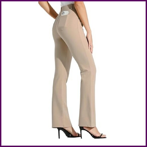 Stretch Yoga Dress Pants Bootcut Work Slacks 4 Pockets Professional Office - Picture 3 of 8